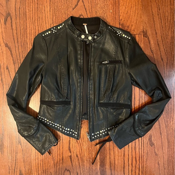 Free People Leather Jacket 4 - Picture 1 of 2